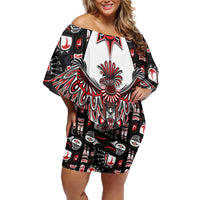Canada Haida Off Shoulder Short Dress Thunderbird Northwest Coast Indigenous - Wonder Print Shop