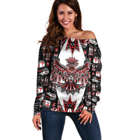 Canada Haida Off Shoulder Sweater Thunderbird Northwest Coast Indigenous - Wonder Print Shop