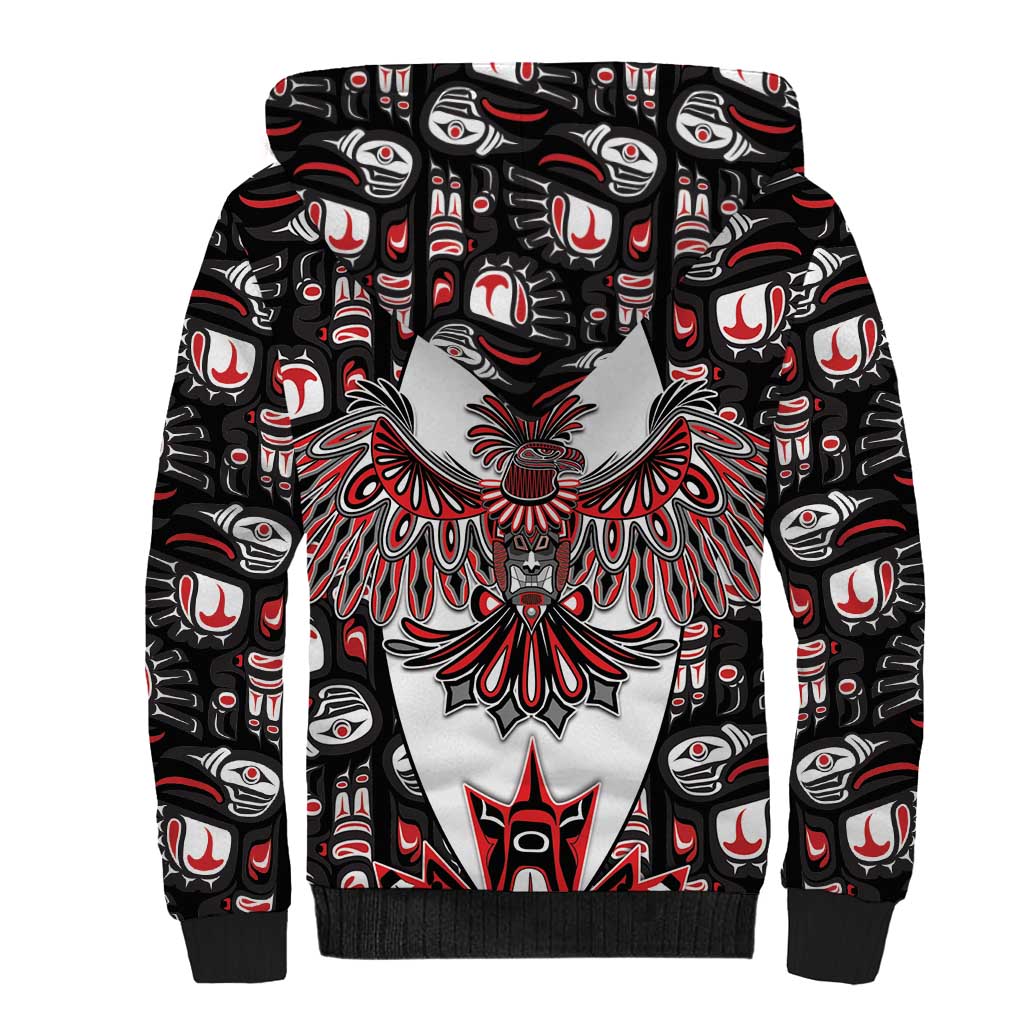 Canada Haida Sherpa Hoodie Thunderbird Northwest Coast Indigenous - Wonder Print Shop