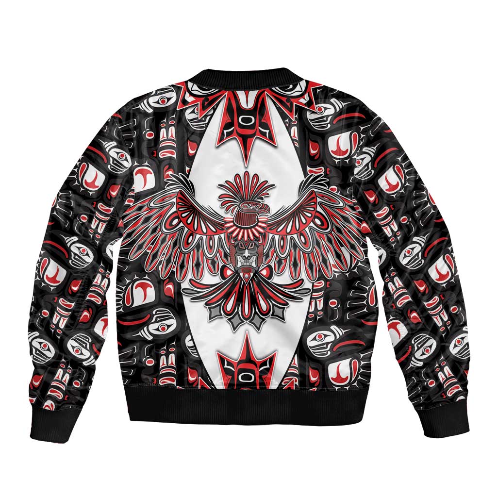 Canada Haida Sleeve Zip Bomber Jacket Thunderbird Northwest Coast Indigenous - Wonder Print Shop