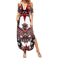 Canada Haida Summer Maxi Dress Thunderbird Northwest Coast Indigenous - Wonder Print Shop