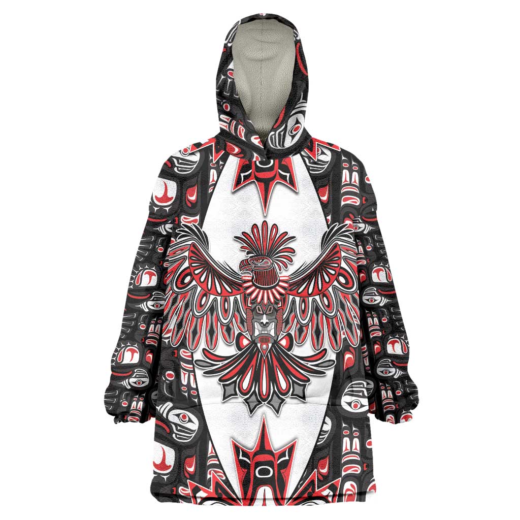 Canada Haida Wearable Blanket Hoodie Thunderbird Northwest Coast Indigenous - Wonder Print Shop