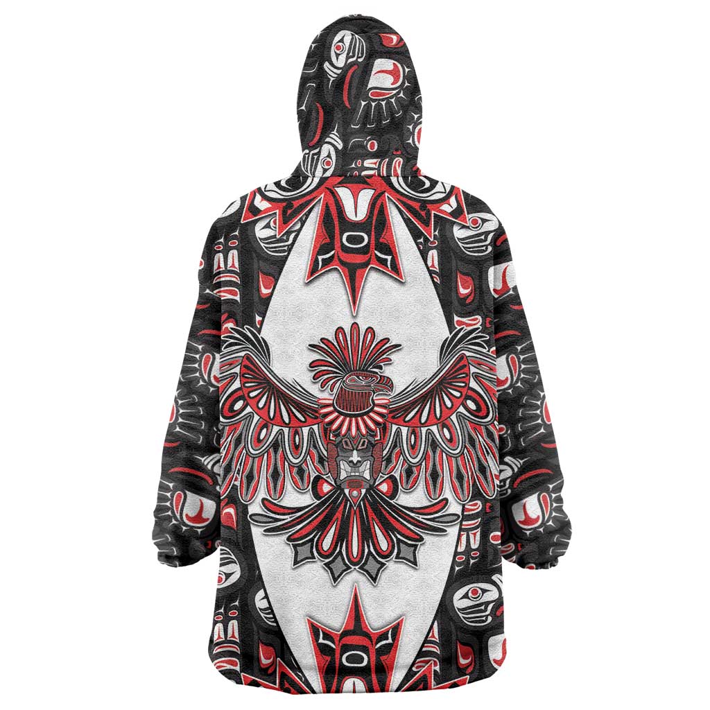 Canada Haida Wearable Blanket Hoodie Thunderbird Northwest Coast Indigenous - Wonder Print Shop