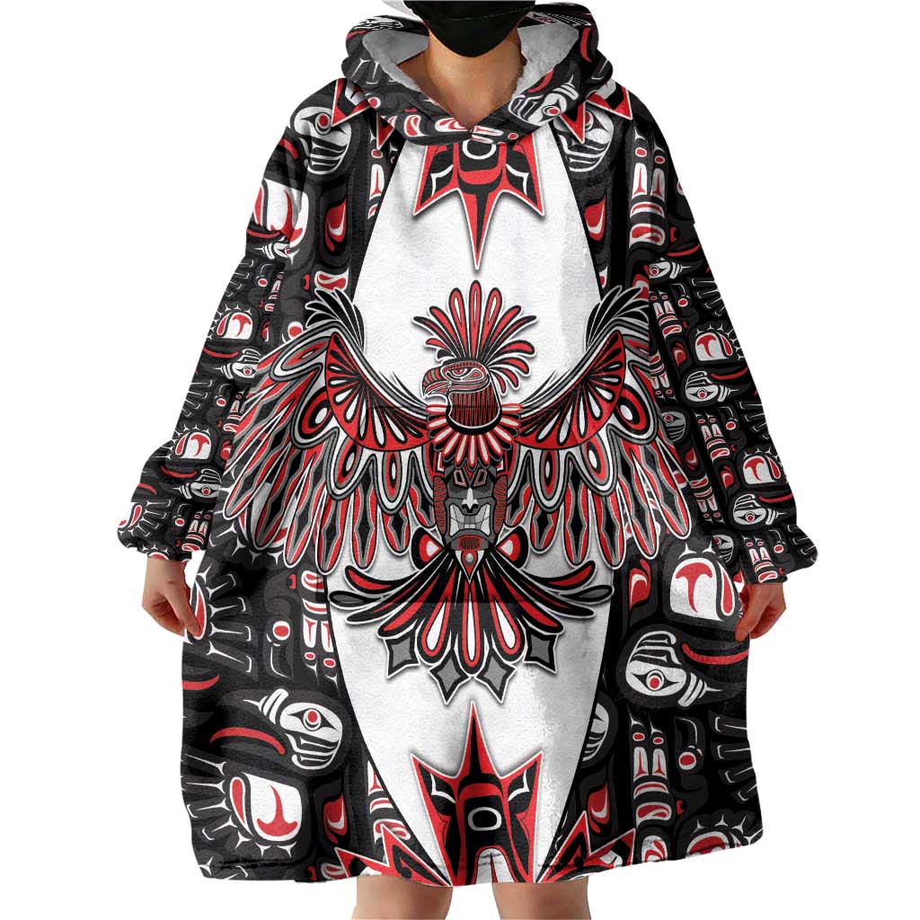 Canada Haida Wearable Blanket Hoodie Thunderbird Northwest Coast Indigenous - Wonder Print Shop