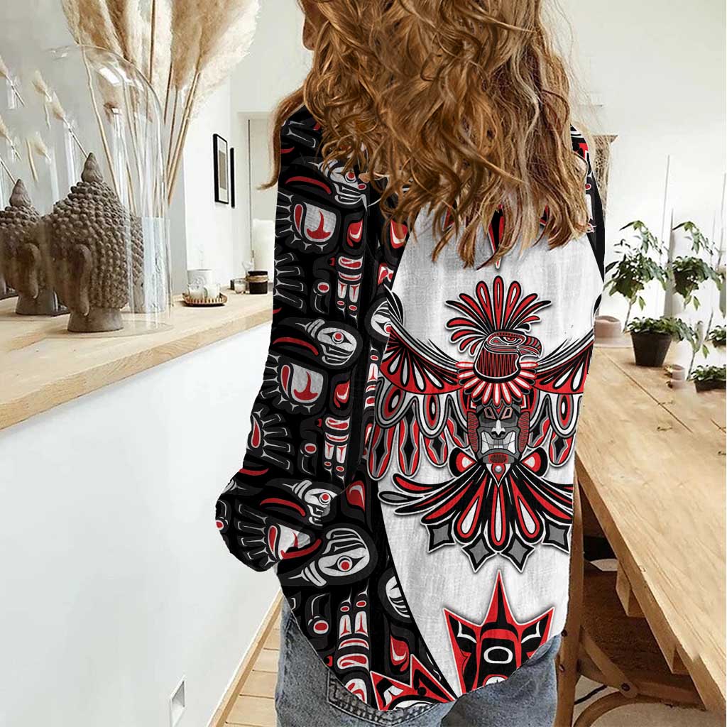 Canada Haida Women Casual Shirt Thunderbird Northwest Coast Indigenous - Wonder Print Shop