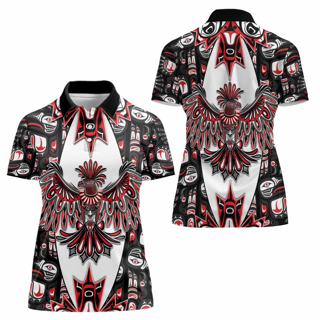 Canada Haida Women Polo Shirt Thunderbird Northwest Coast Indigenous - Wonder Print Shop