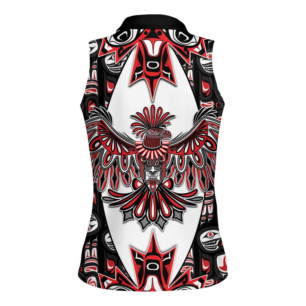 Canada Haida Women Sleeveless Polo Shirt Thunderbird Northwest Coast Indigenous - Wonder Print Shop