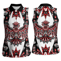 Canada Haida Women Sleeveless Polo Shirt Thunderbird Northwest Coast Indigenous - Wonder Print Shop
