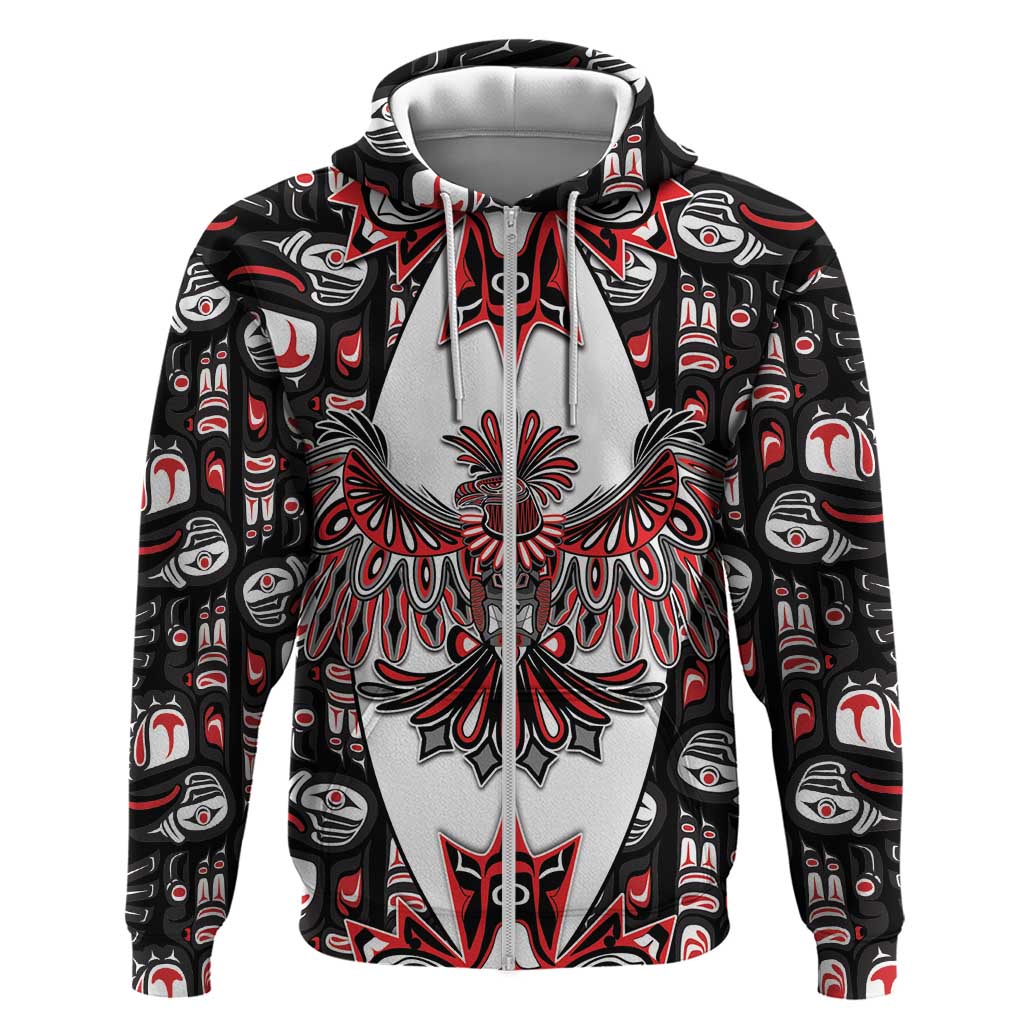 Canada Haida Zip Hoodie Thunderbird Northwest Coast Indigenous - Wonder Print Shop