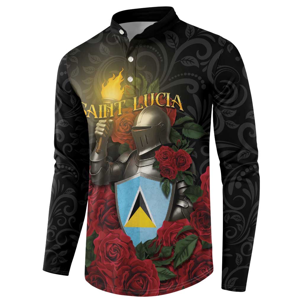 Saint Lucia Button Sweatshirt Rose Iron Helmet - Wonder Print Shop