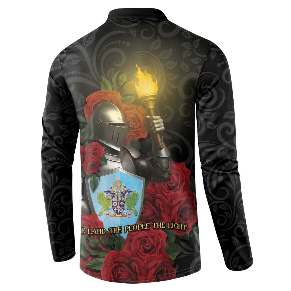 Saint Lucia Button Sweatshirt Rose Iron Helmet - Wonder Print Shop