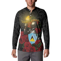 Saint Lucia Button Sweatshirt Rose Iron Helmet - Wonder Print Shop