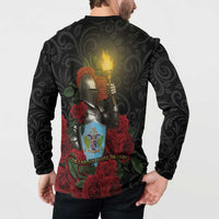 Saint Lucia Button Sweatshirt Rose Iron Helmet - Wonder Print Shop