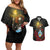 Saint Lucia Couples Matching Off Shoulder Short Dress and Hawaiian Shirt Rose Iron Helmet - Wonder Print Shop