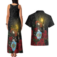 Saint Lucia Couples Matching Tank Maxi Dress and Hawaiian Shirt Rose Iron Helmet - Wonder Print Shop