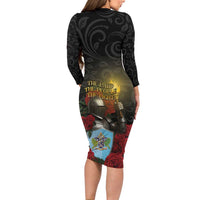 Saint Lucia Family Matching Long Sleeve Bodycon Dress and Hawaiian Shirt Rose Iron Helmet - Wonder Print Shop