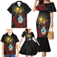 Saint Lucia Family Matching Mermaid Dress and Hawaiian Shirt Rose Iron Helmet - Wonder Print Shop