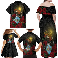 Saint Lucia Family Matching Off Shoulder Maxi Dress and Hawaiian Shirt Rose Iron Helmet - Wonder Print Shop