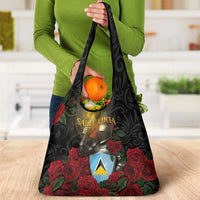 Saint Lucia Grocery Bag Rose Iron Helmet - Wonder Print Shop