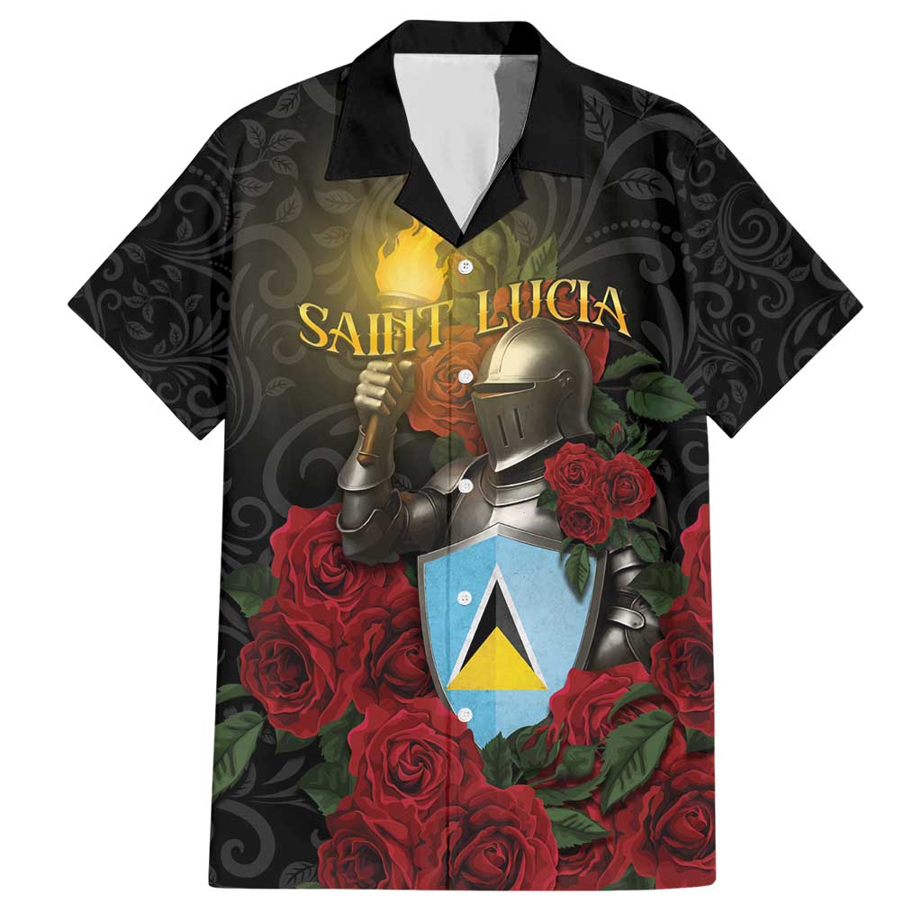 Saint Lucia Hawaiian Shirt Rose Iron Helmet - Wonder Print Shop