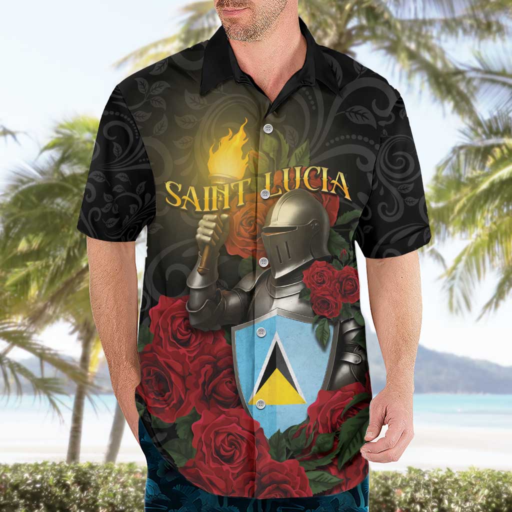 Saint Lucia Hawaiian Shirt Rose Iron Helmet - Wonder Print Shop