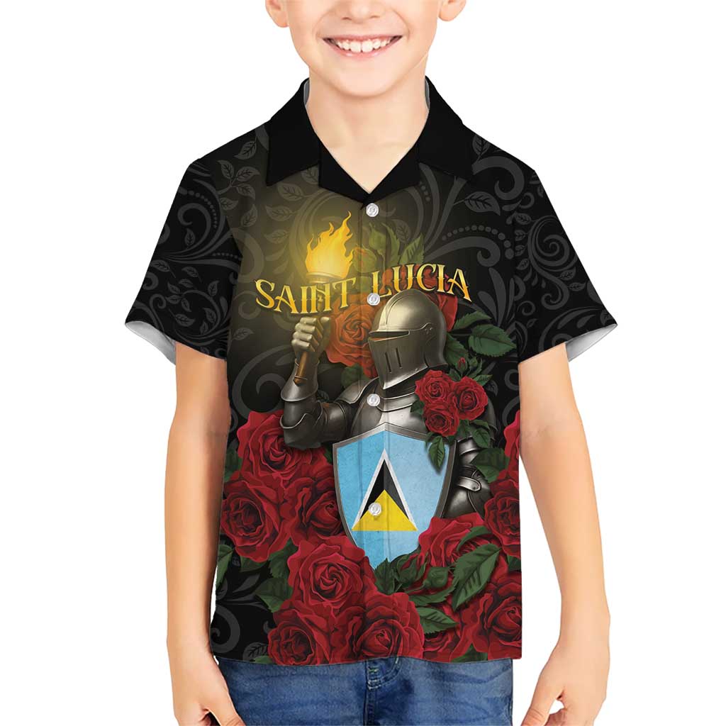Saint Lucia Kid Hawaiian Shirt Rose Iron Helmet - Wonder Print Shop