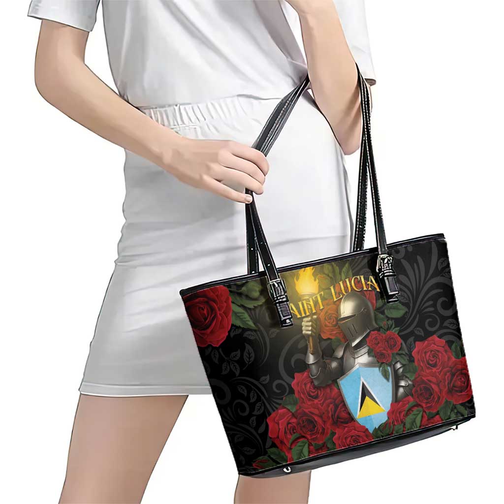 Saint Lucia Leather Tote Bag Rose Iron Helmet - Wonder Print Shop