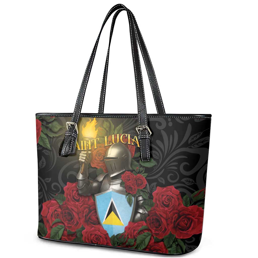 Saint Lucia Leather Tote Bag Rose Iron Helmet - Wonder Print Shop