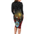 Saint Lucia Long Sleeve Bodycon Dress Rose Iron Helmet - Wonder Print Shop