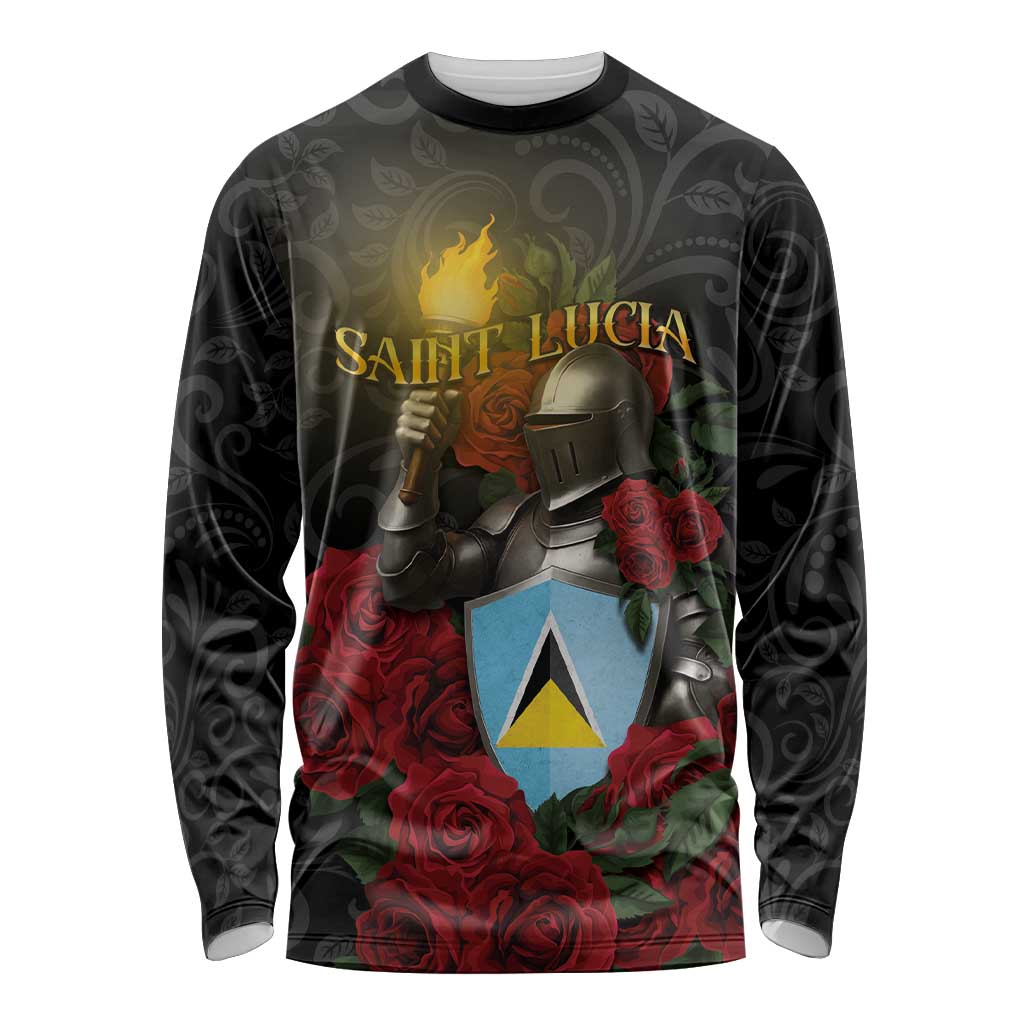 Saint Lucia Long Sleeve Shirt Rose Iron Helmet - Wonder Print Shop