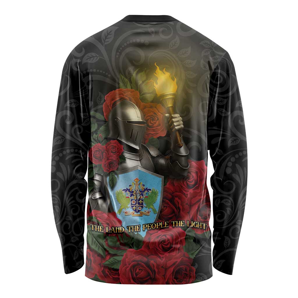 Saint Lucia Long Sleeve Shirt Rose Iron Helmet - Wonder Print Shop