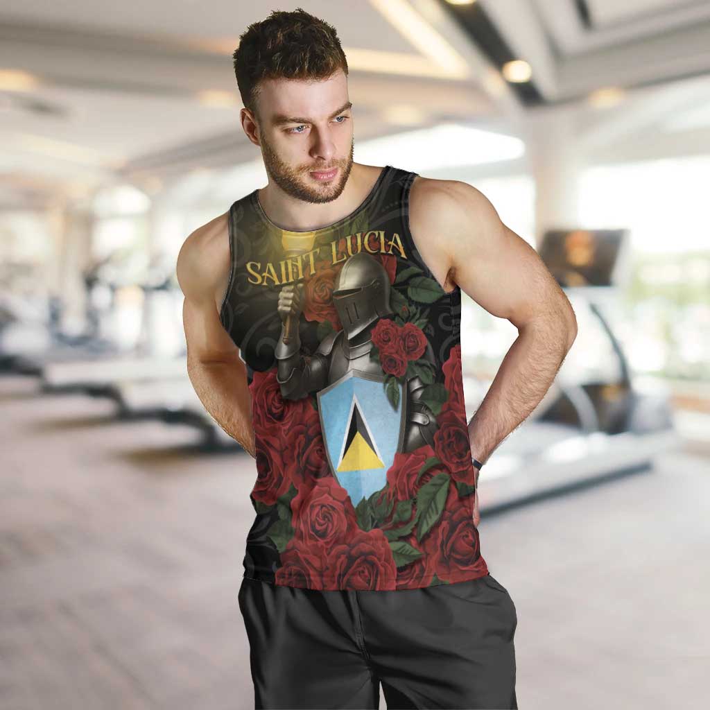 Saint Lucia Men Tank Top Rose Iron Helmet - Wonder Print Shop