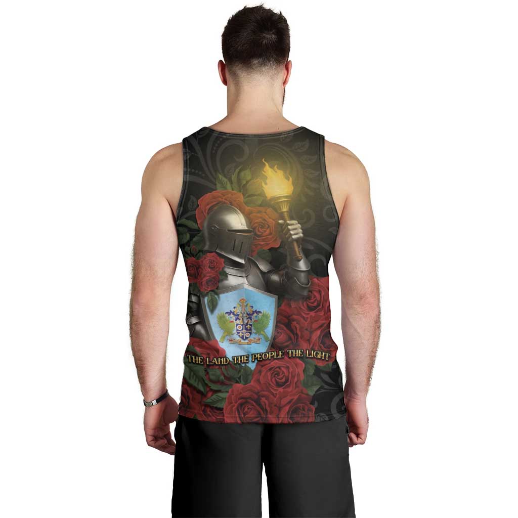 Saint Lucia Men Tank Top Rose Iron Helmet - Wonder Print Shop