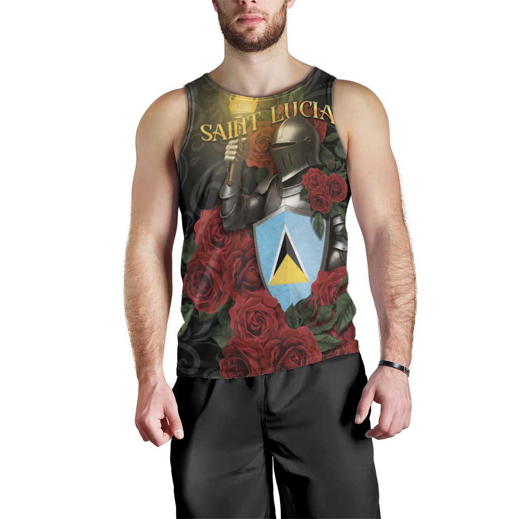 Saint Lucia Men Tank Top Rose Iron Helmet - Wonder Print Shop