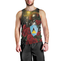 Saint Lucia Men Tank Top Rose Iron Helmet - Wonder Print Shop