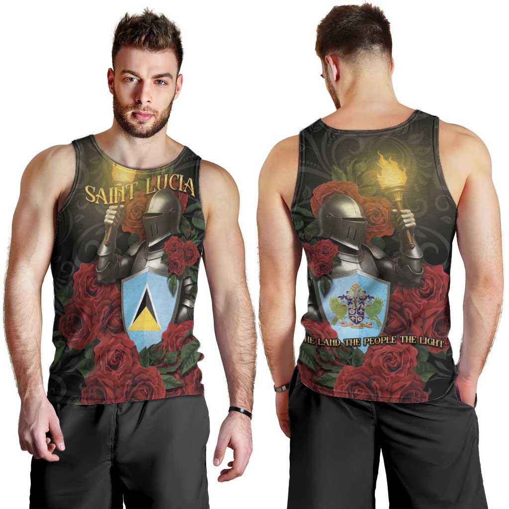 Saint Lucia Men Tank Top Rose Iron Helmet - Wonder Print Shop