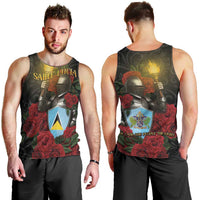 Saint Lucia Men Tank Top Rose Iron Helmet - Wonder Print Shop