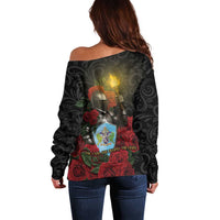 Saint Lucia Off Shoulder Sweater Rose Iron Helmet - Wonder Print Shop