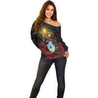 Saint Lucia Off Shoulder Sweater Rose Iron Helmet - Wonder Print Shop