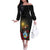 Saint Lucia Off The Shoulder Long Sleeve Dress Rose Iron Helmet - Wonder Print Shop