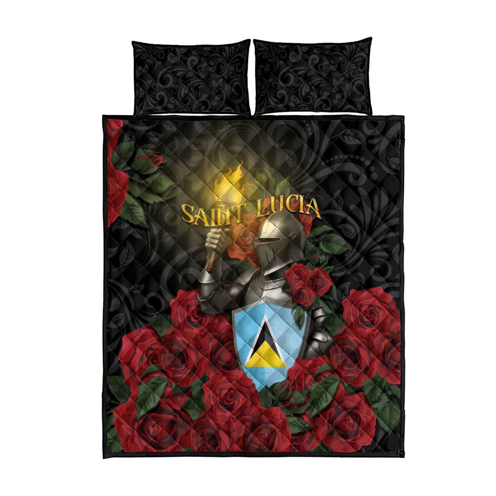 Saint Lucia Quilt Bed Set Rose Iron Helmet - Wonder Print Shop