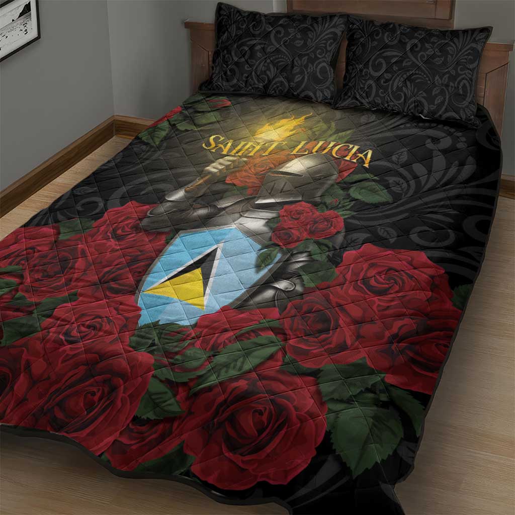 Saint Lucia Quilt Bed Set Rose Iron Helmet - Wonder Print Shop