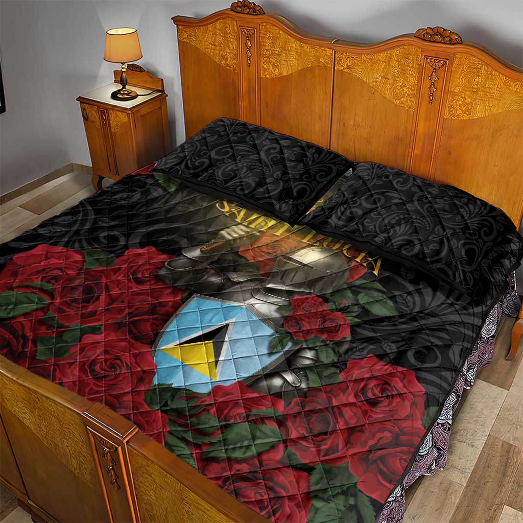 Saint Lucia Quilt Bed Set Rose Iron Helmet - Wonder Print Shop