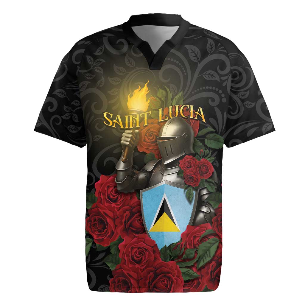 Saint Lucia Rugby Jersey Rose Iron Helmet - Wonder Print Shop