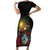 Saint Lucia Short Sleeve Bodycon Dress Rose Iron Helmet - Wonder Print Shop