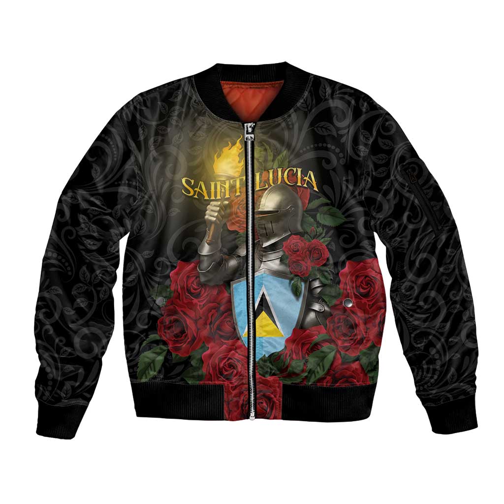 Saint Lucia Sleeve Zip Bomber Jacket Rose Iron Helmet - Wonder Print Shop
