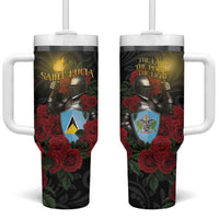 Saint Lucia Tumbler With Handle Rose Iron Helmet - Wonder Print Shop