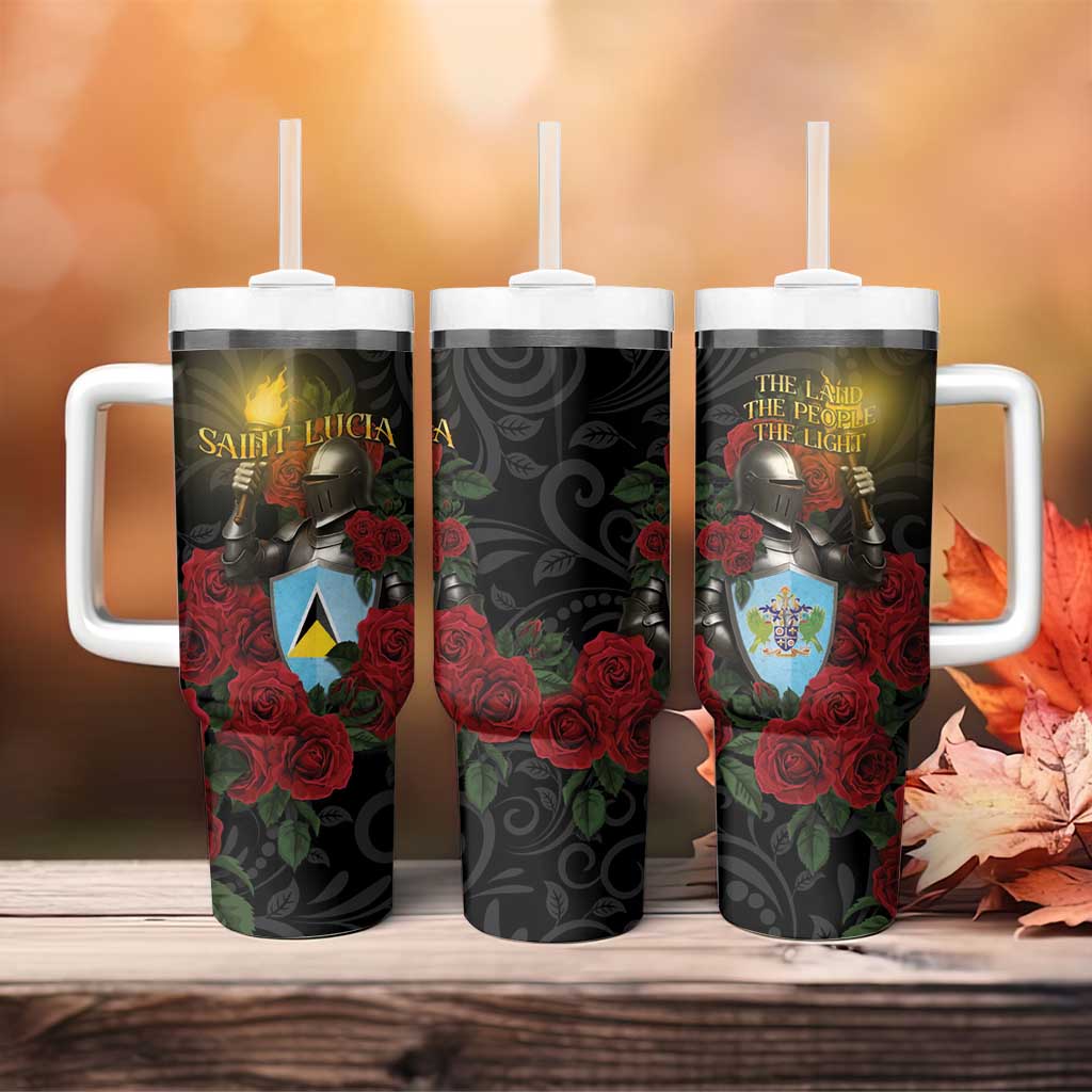 Saint Lucia Tumbler With Handle Rose Iron Helmet - Wonder Print Shop
