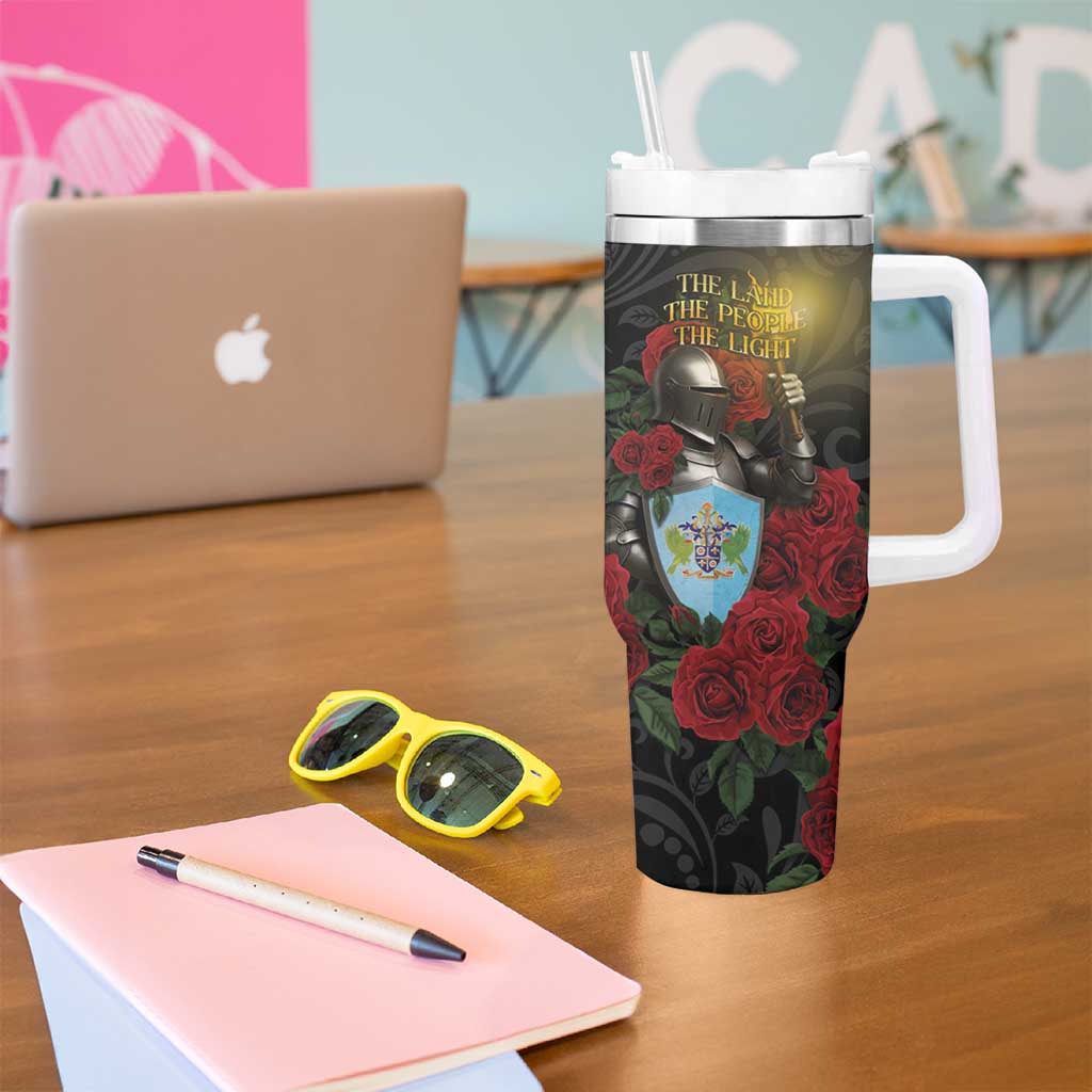 Saint Lucia Tumbler With Handle Rose Iron Helmet - Wonder Print Shop