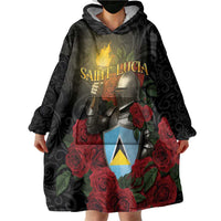 Saint Lucia Wearable Blanket Hoodie Rose Iron Helmet - Wonder Print Shop